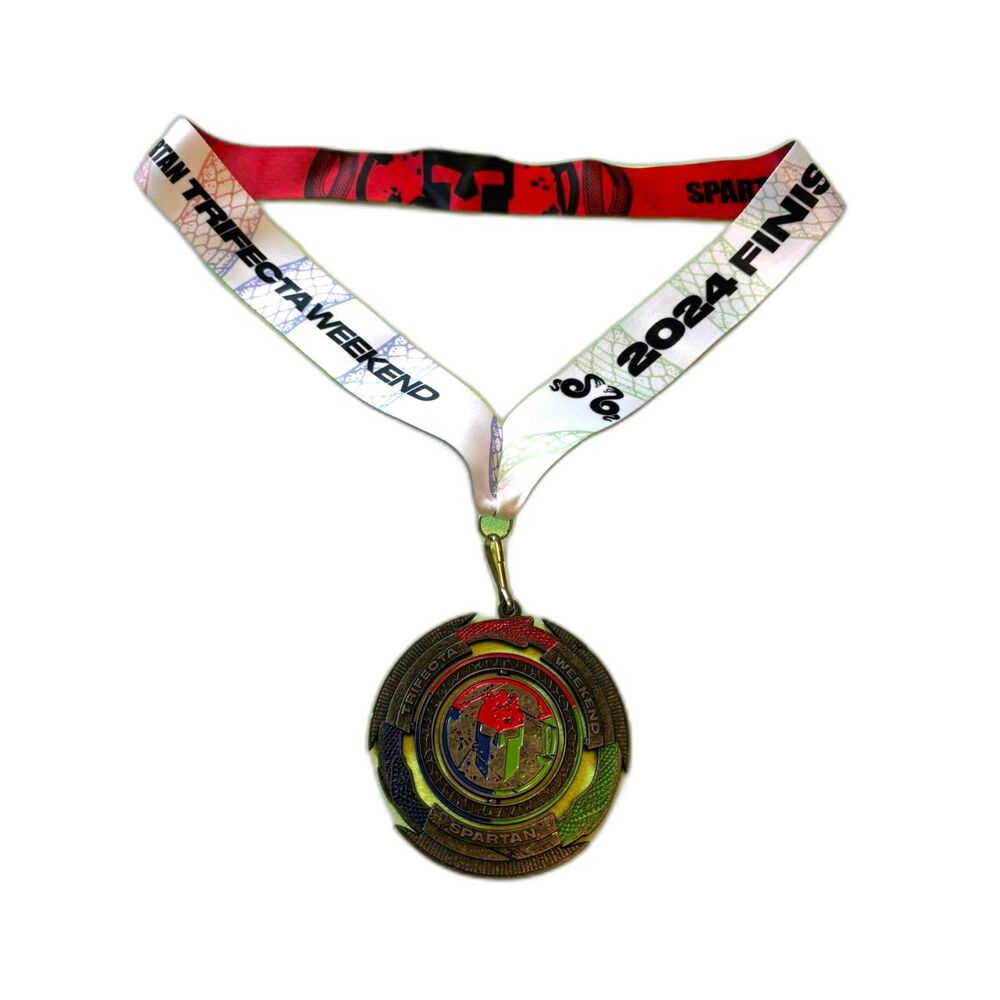 2024 Spartan Weekend Trifecta Spinner Medal Rotating Center